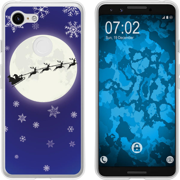 Pixel 3 Silikon-Hülle X Mas Weihnachten Santa - Snowflakes M