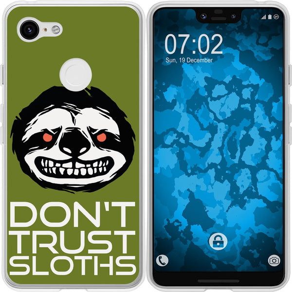 Pixel 3 XL Silikon-Hülle Crazy Animals Faultier M3 Case