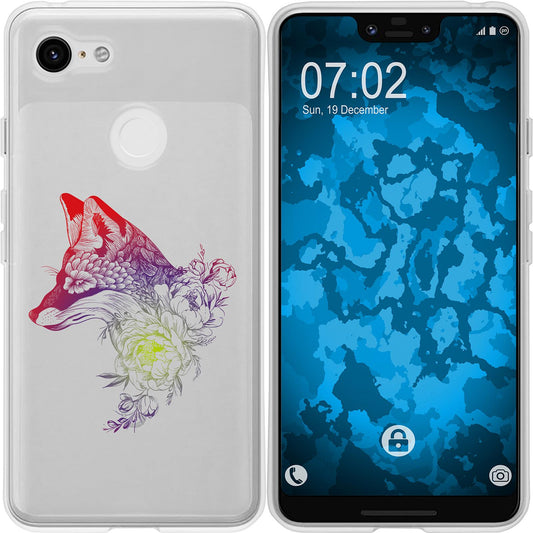 Pixel 3 XL Silikon-Hülle Floral Fuchs M1-5 Case