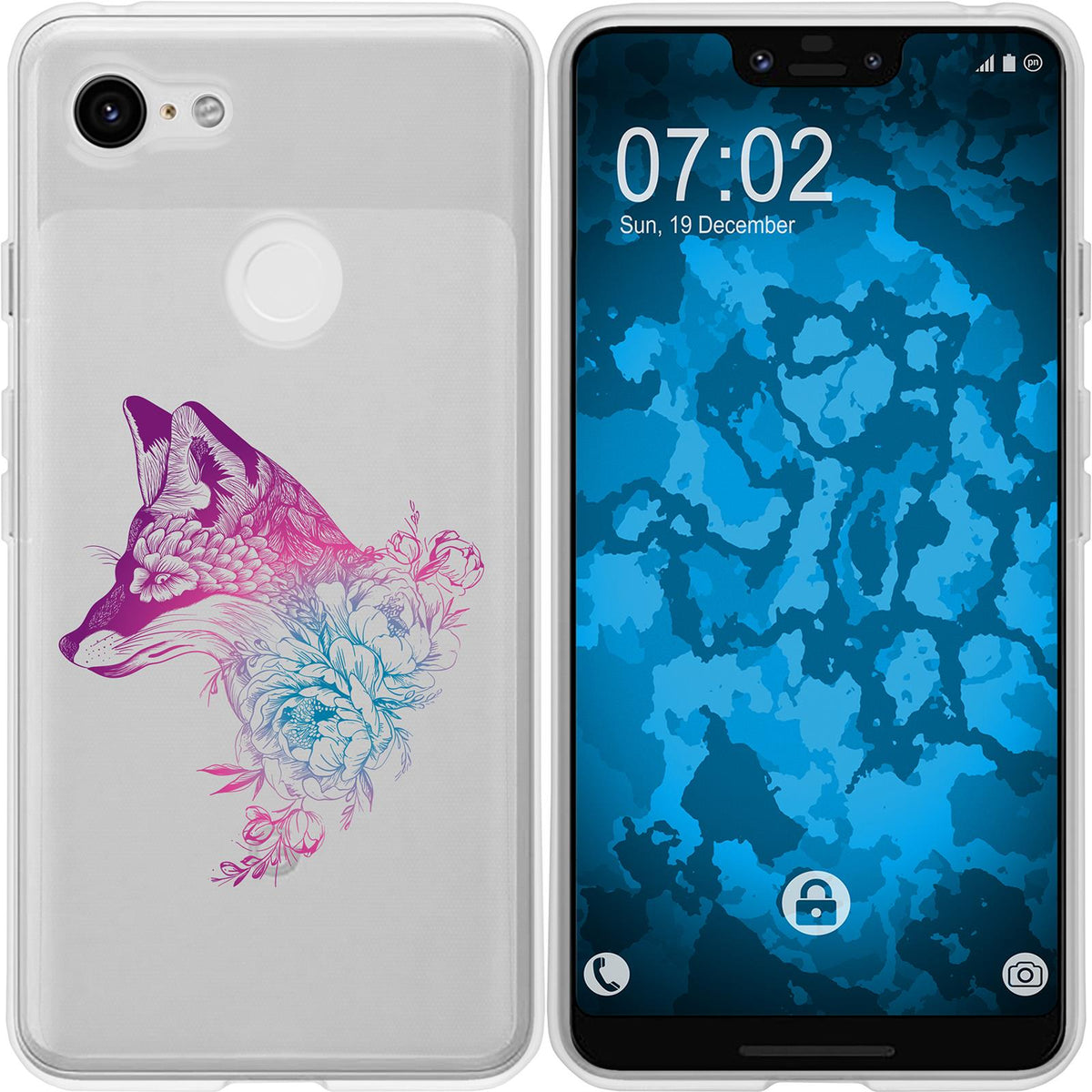 Pixel 3 XL Silikon-Hülle Floral Fuchs M1-6 Case