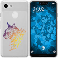 Pixel 3 XL Silikon-Hülle Floral Katze M2-3 Case