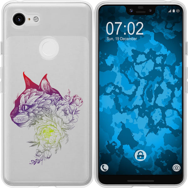 Pixel 3 XL Silikon-Hülle Floral Katze M2-5 Case