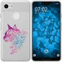 Pixel 3 XL Silikon-Hülle Floral Katze M2-6 Case