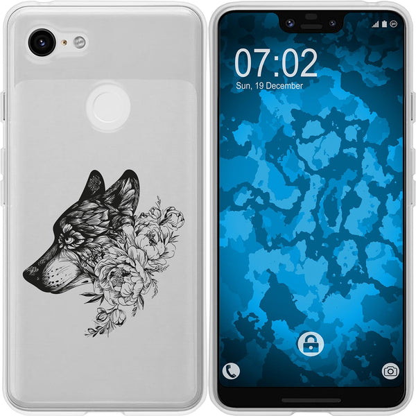Pixel 3 XL Silikon-Hülle Floral Wolf M3-1 Case