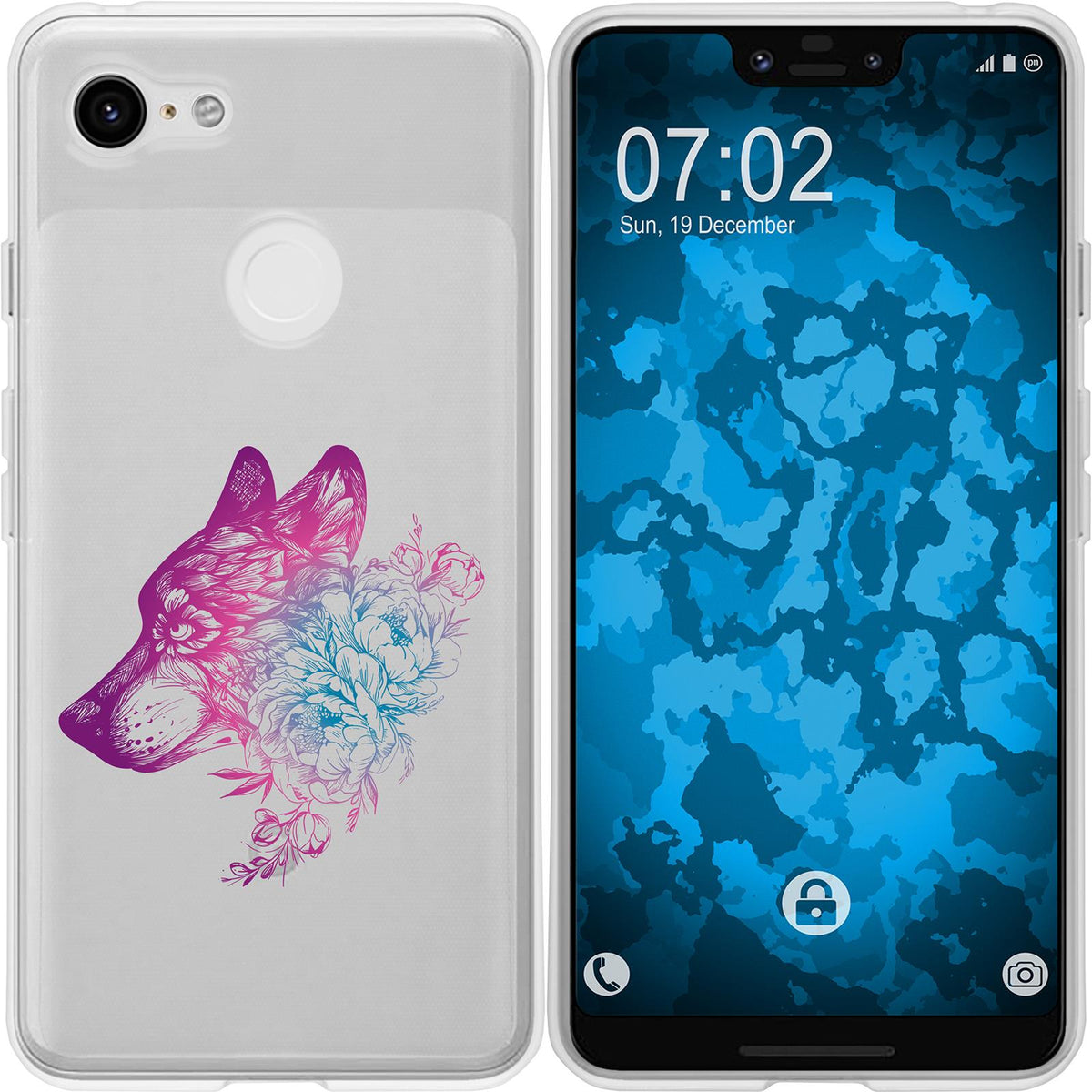 Pixel 3 XL Silikon-Hülle Floral Wolf M3-6 Case