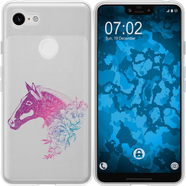 Pixel 3 XL Silikon-Hülle Floral Pferd M5-6 Case