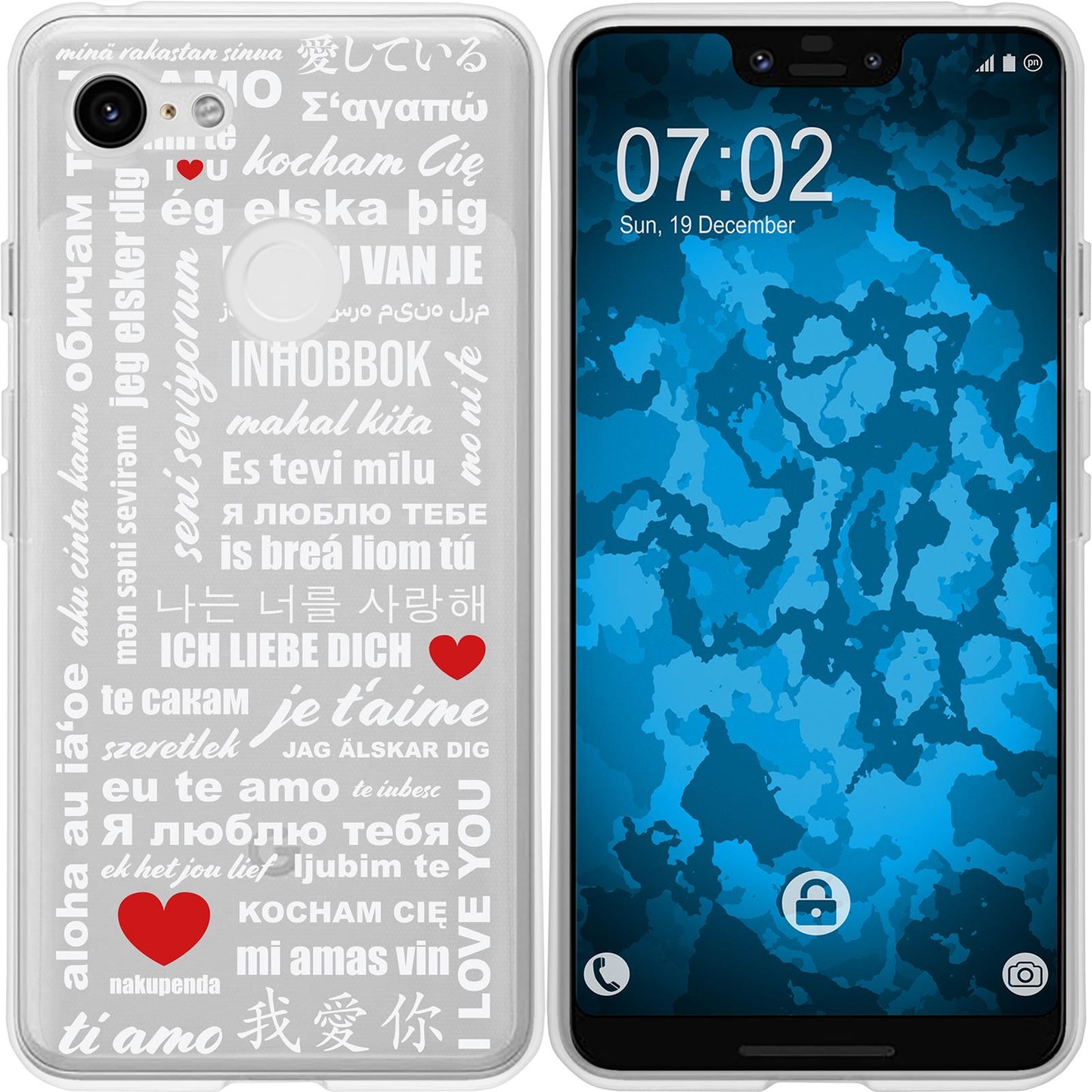 Pixel 3 XL Silikon-Hülle in Love Wörter M5 Case