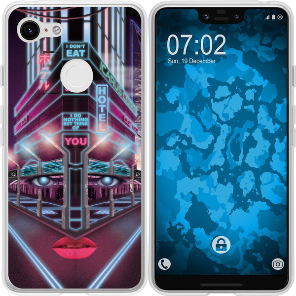 Pixel 3 XL Silikon-Hülle Retro Wave Cyberpunk.02 M5 Case