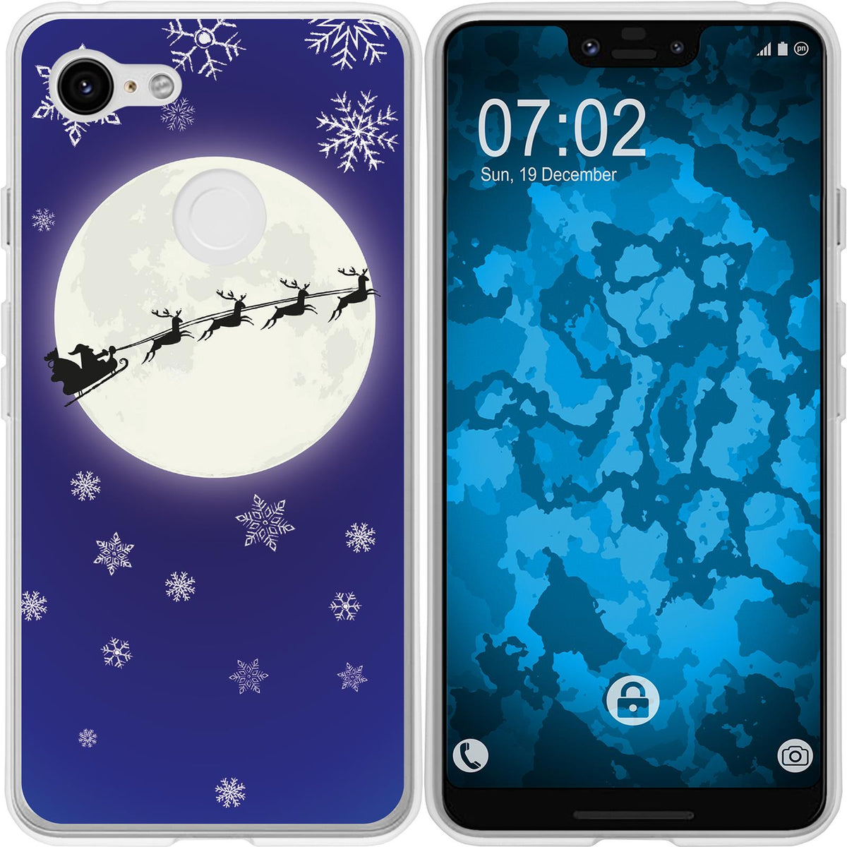 Pixel 3 XL Silikon-Hülle X Mas Weihnachten Santa - Snowflake