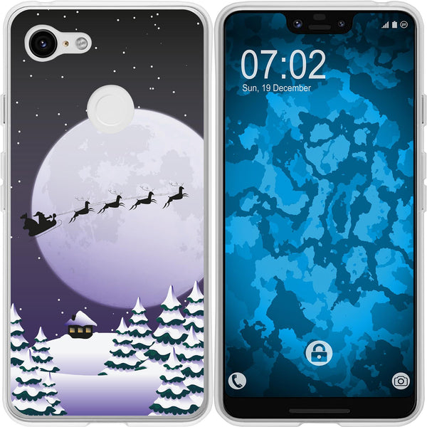 Pixel 3 XL Silikon-Hülle X Mas Weihnachten Santa - Night M5