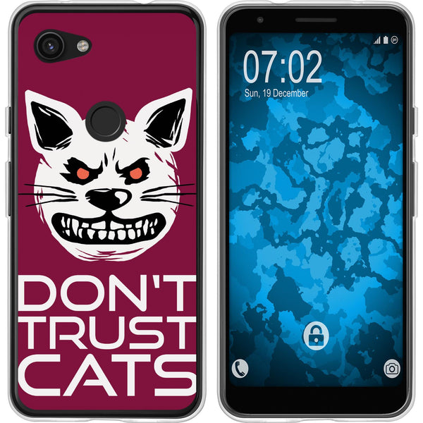 Pixel 3a Silikon-Hülle Crazy Animals Katze M1 Case