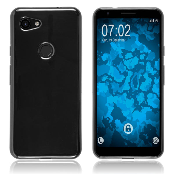 PhoneNatic Case kompatibel mit Google Pixel 3a - schwarz Silikon Hülle  + 2 Schutzfolien