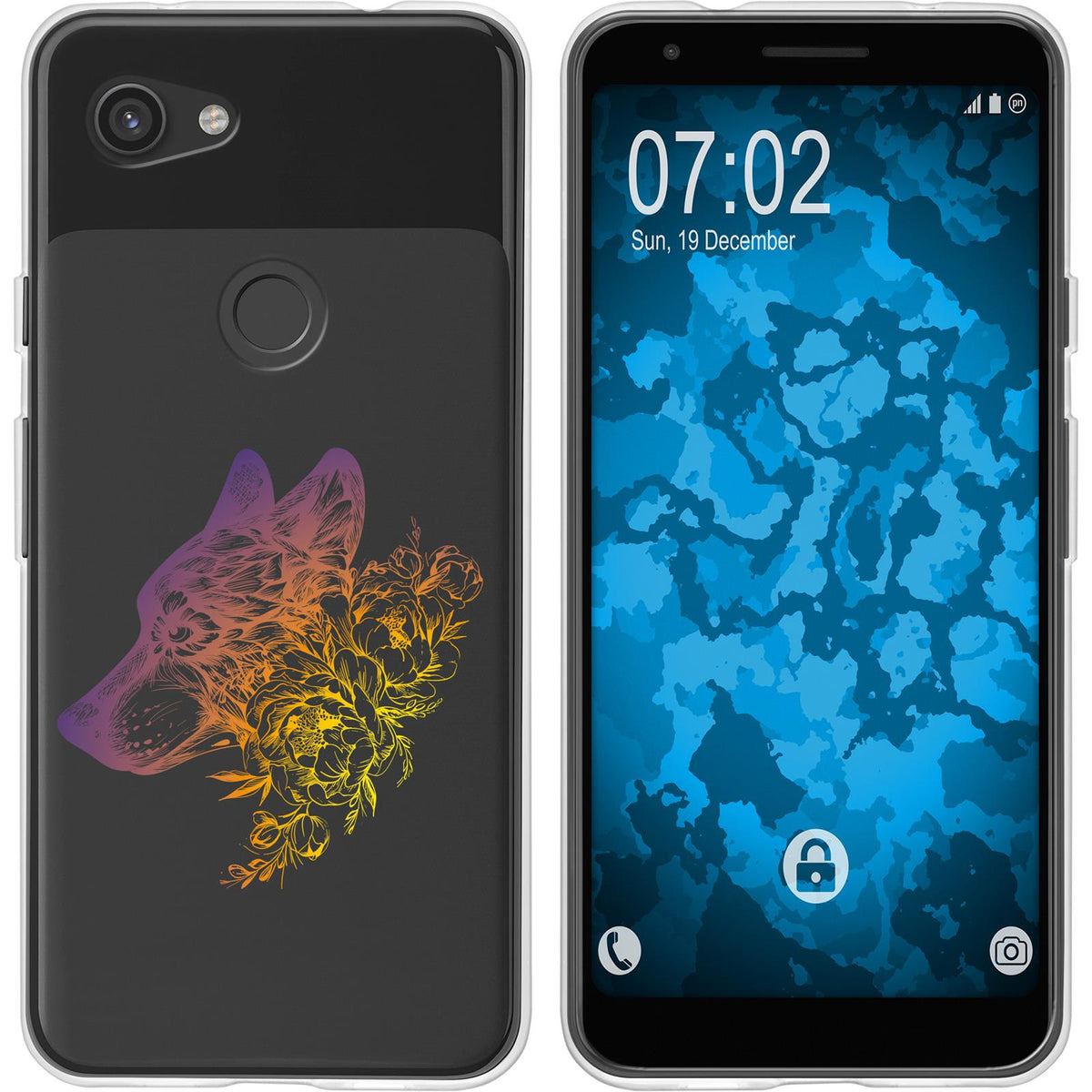 Pixel 3a XL Silikon-Hülle Floral Wolf M3-3 Case