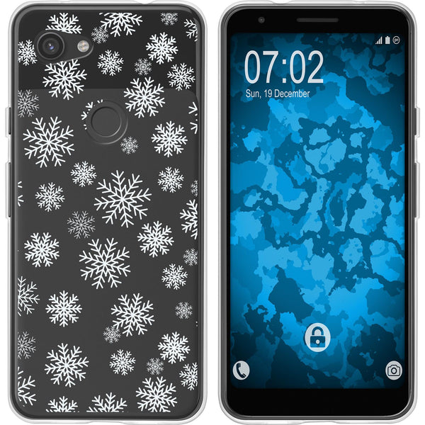 Pixel 3a Silikon-Hülle X Mas Weihnachten Schneeflocken M2 Ca