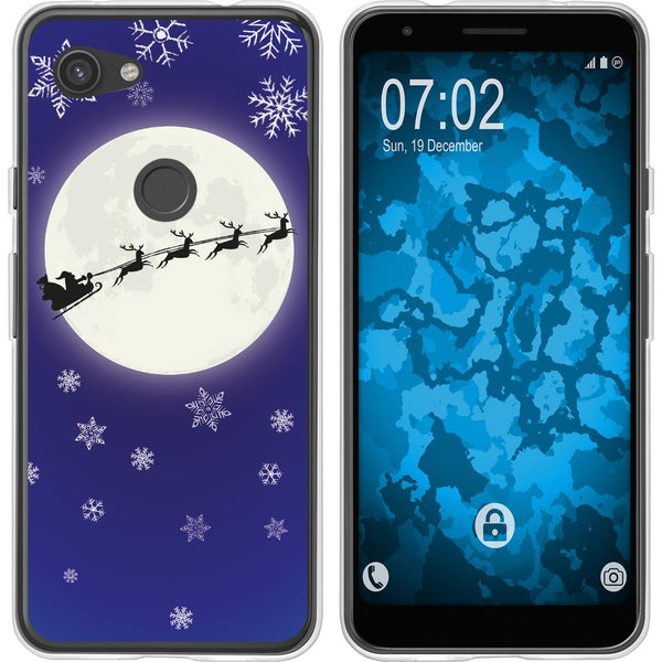 Pixel 3a Silikon-Hülle X Mas Weihnachten Santa - Snowflakes