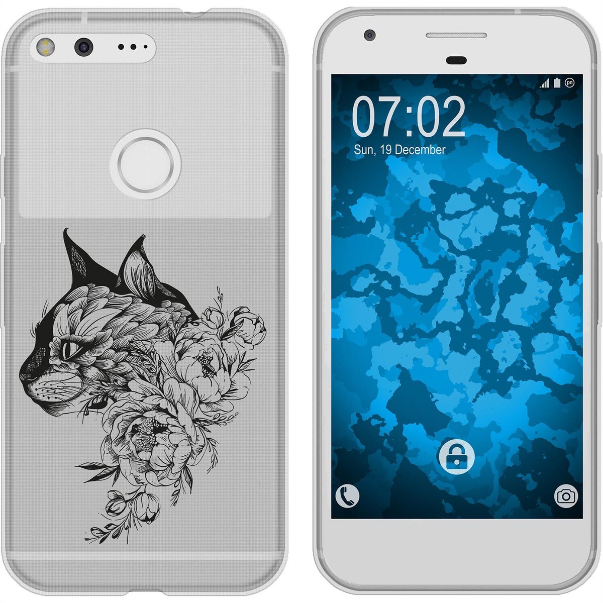 Pixel XL Silikon-Hülle Floral Katze M2-1 Case