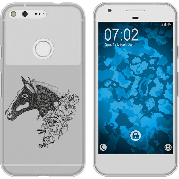 Pixel XL Silikon-Hülle Floral Pferd M5-1 Case