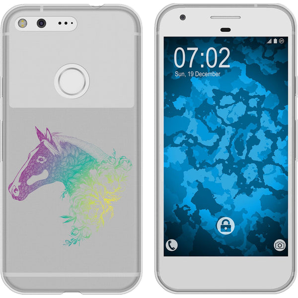 Pixel XL Silikon-Hülle Floral Pferd M5-4 Case