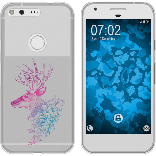 Pixel Silikon-Hülle Floral Hirsch M7-6 Case