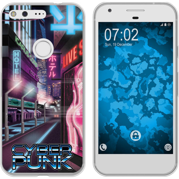 Pixel XL Silikon-Hülle Retro Wave Cyberpunk.01 M4 Case