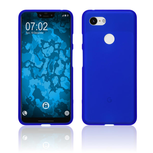 PhoneNatic Case kompatibel mit Google Pixel 3 XL - blau Silikon Hülle matt Cover