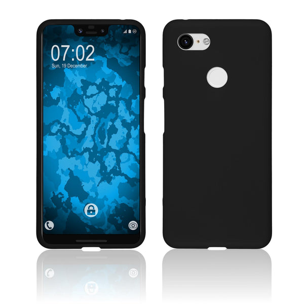 PhoneNatic Case kompatibel mit Google Pixel 3 XL - schwarz Silikon Hülle matt Cover