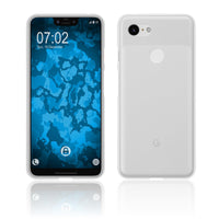PhoneNatic Case kompatibel mit Google Pixel 3 XL - transparent-weiß Silikon Hülle matt Cover