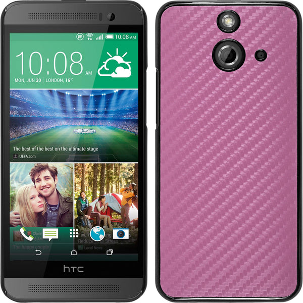 Hardcase für HTC One E8 Carbonoptik pink