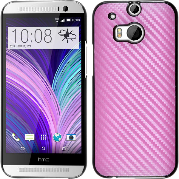 Hardcase für HTC One M8 Carbonoptik pink
