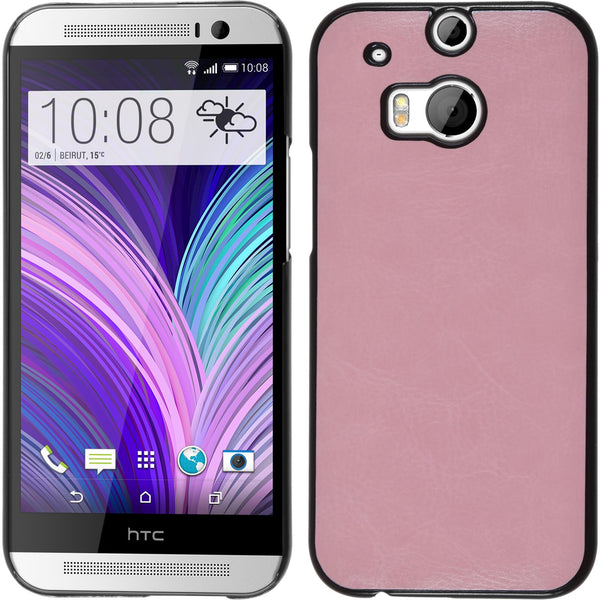 Hardcase für HTC One M8 Lederoptik rosa