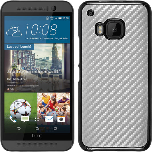 Hardcase für HTC One M9 Carbonoptik silber