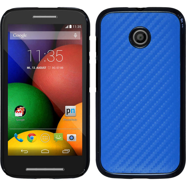 Hardcase für Motorola Moto E Carbonoptik blau