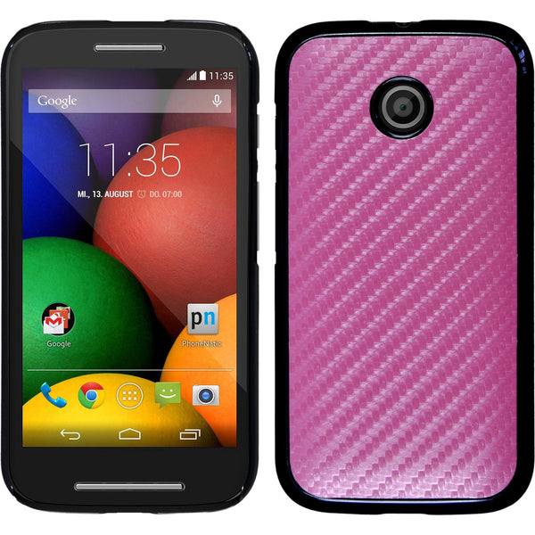 Hardcase für Motorola Moto E Carbonoptik pink