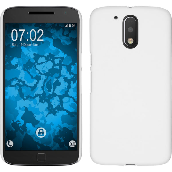Hardcase für Motorola Moto G4 Plus gummiert weiﬂ