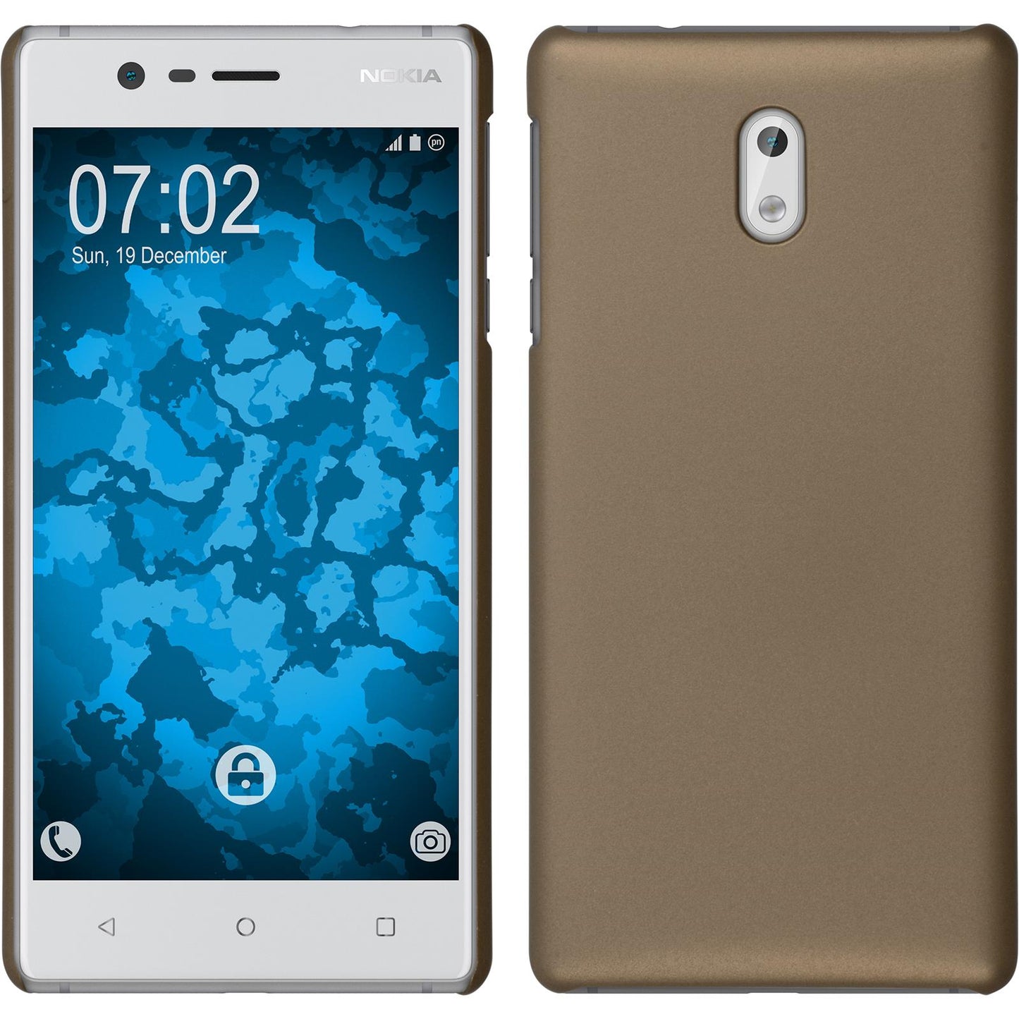 Hardcase für Nokia 3 gummiert gold