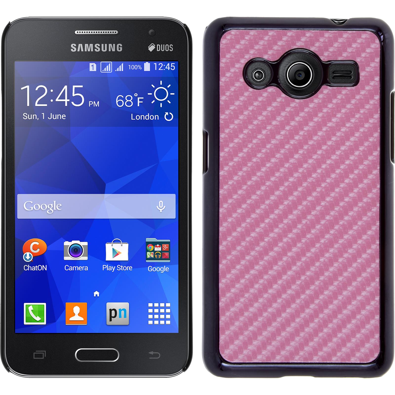 Hardcase für Samsung Galaxy Core 2 Carbonoptik pink