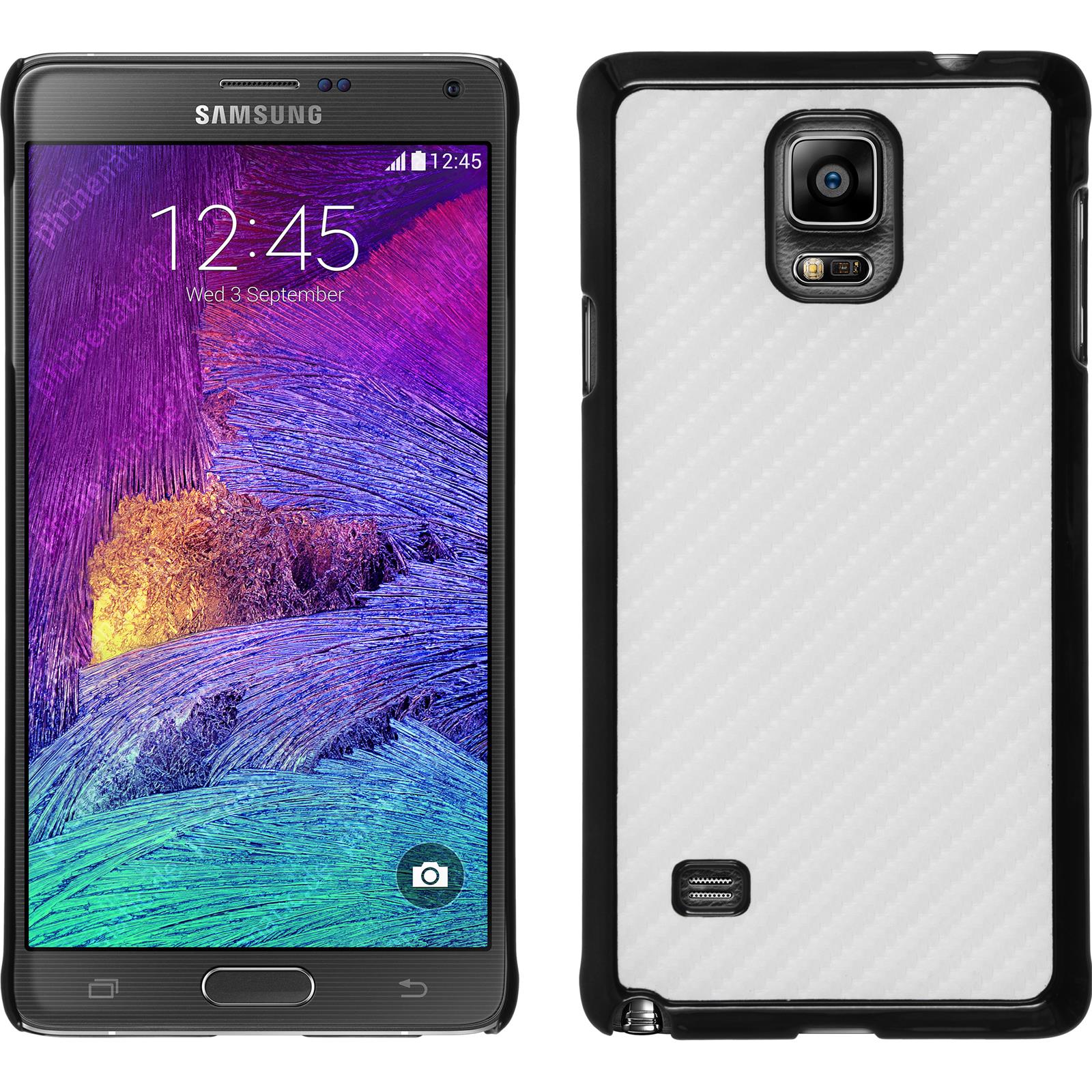 Hardcase für Samsung Galaxy Note 4 Carbonoptik weiﬂ