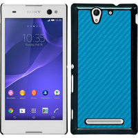 Hardcase für Sony Xperia C3 Carbonoptik blau