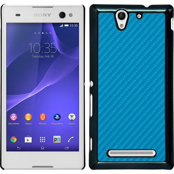 Hardcase für Sony Xperia C3 Carbonoptik blau