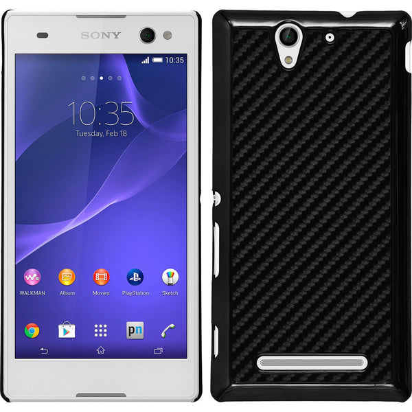 Hardcase für Sony Xperia C3 Carbonoptik schwarz