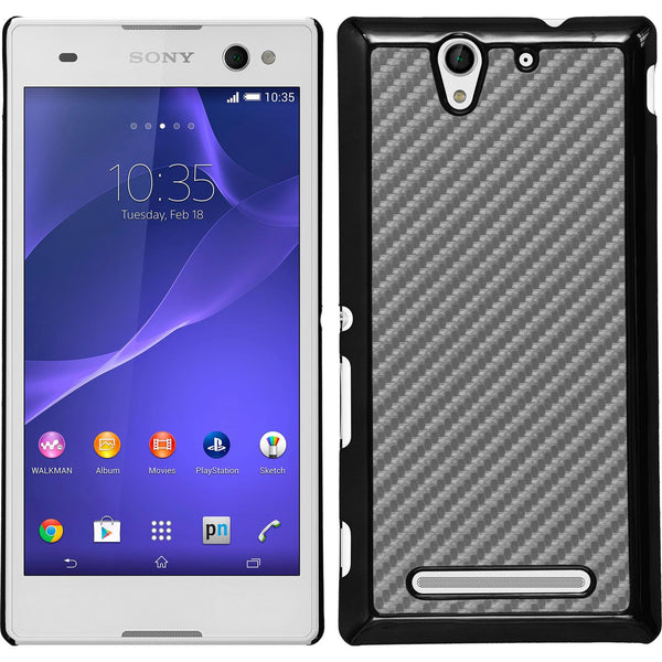 Hardcase für Sony Xperia C3 Carbonoptik silber