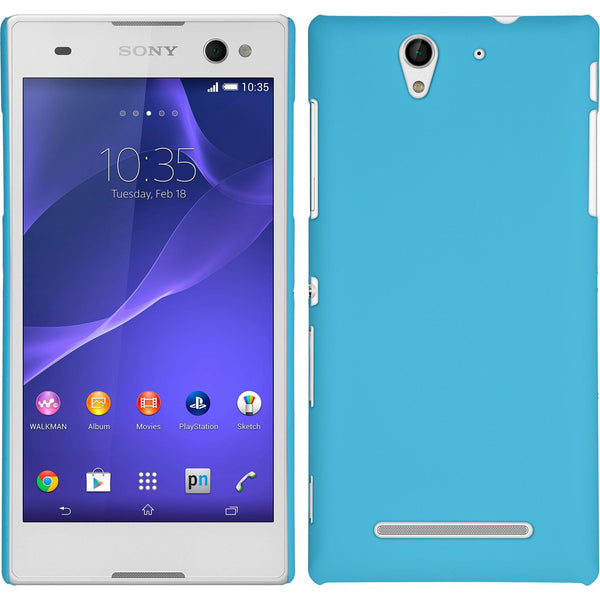 Hardcase für Sony Xperia C3 gummiert hellblau