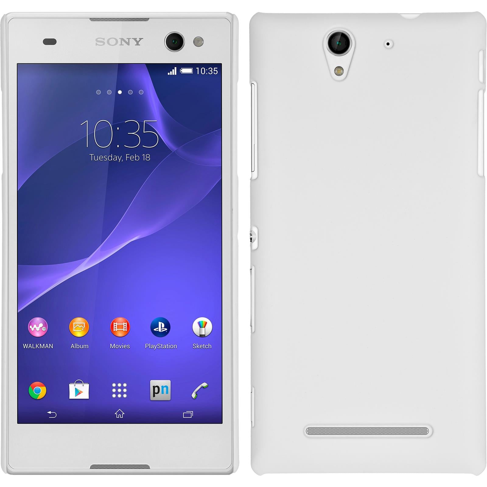 Hardcase für Sony Xperia C3 gummiert weiﬂ