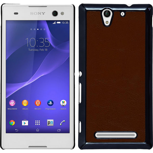 Hardcase für Sony Xperia C3 Lederoptik braun