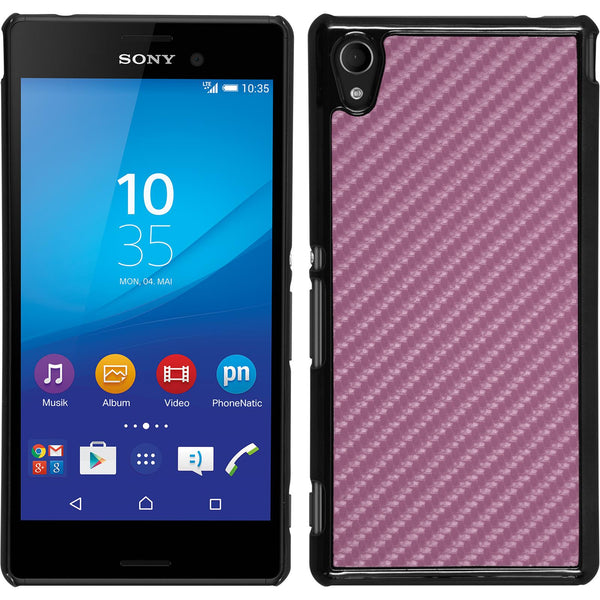 Hardcase für Sony Xperia M4 Aqua Carbonoptik pink