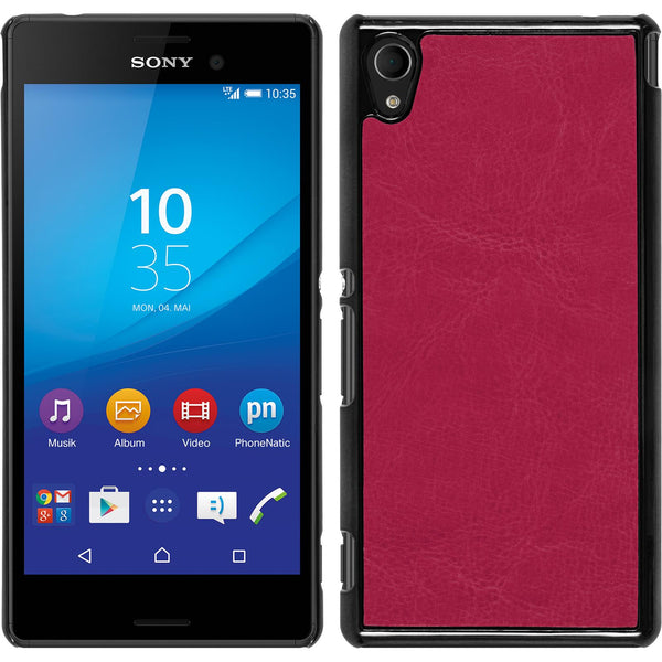 Hardcase für Sony Xperia M4 Aqua Lederoptik pink