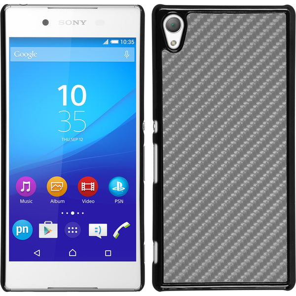 Hardcase für Sony Xperia Z3+ / Plus Carbonoptik silber
