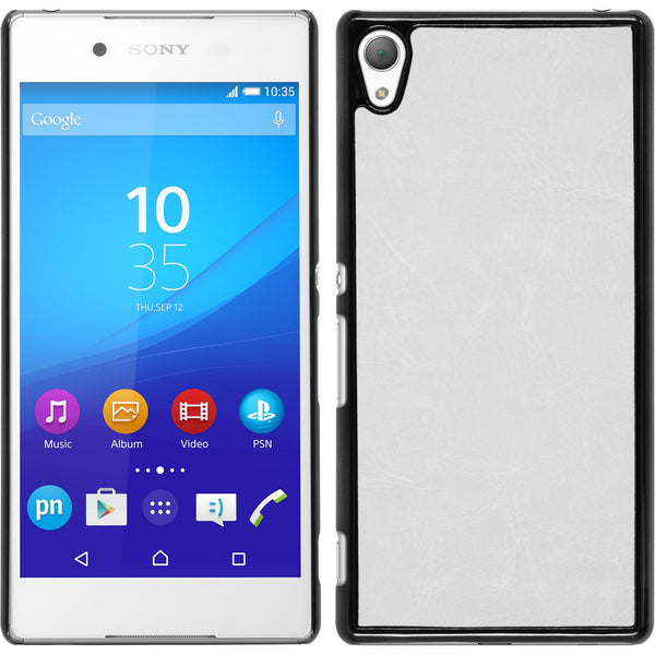 Hardcase für Sony Xperia Z3+ / Plus Lederoptik weiﬂ