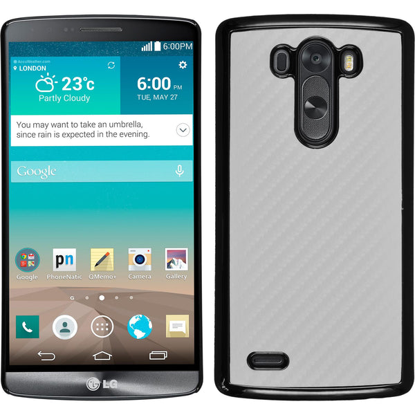 Hardcase für LG G3 Carbonoptik weiß