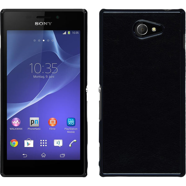 Hardcase für Sony Xperia M2 Lederoptik schwarz